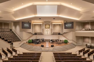design modern church interior and exterior with realistic 3d rendering