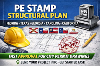 pe stamp structural florida, texas, georgia, california for USA permit drawing
