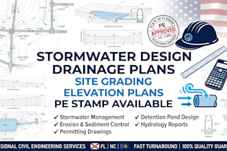 stormwater design flow drainage site grading elevation florida north carolina ny