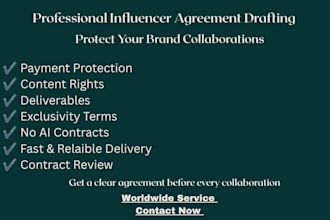 draft a professional influencer or brand collaboration agreement for creators