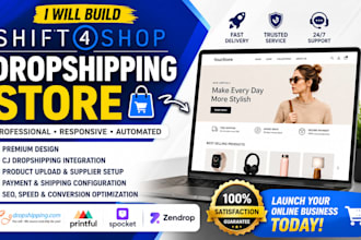 build shift4shop cj dropshipping printful aftership zapier autods privy shippo
