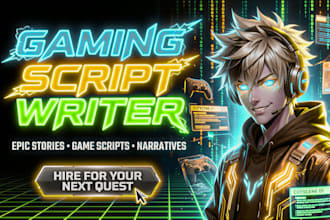 be your scriptwriter, commentary script writing and gaming script for youtube