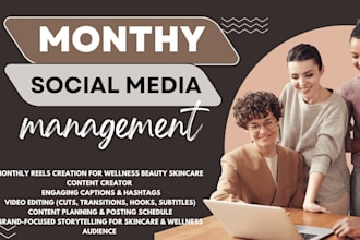 monthly social media manager reels for new app, startups saas content creator