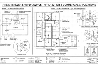 design nfpa 13d 13r commercial fire sprinkler shop drawings
