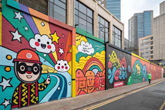 create colorful graffiti illustration and street art design