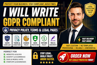 write gdpr privacy policy terms and legal pages for your website