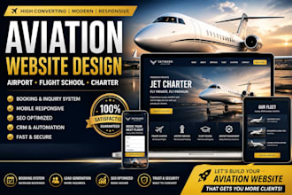 build ai aviation website, airport, flight school, private jet charter website