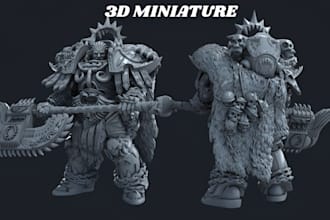 3d miniature character custom fantasy warrior tabletop, warhammer style model