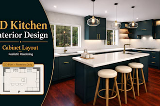 do 3d kitchen interior design and cabinet layout