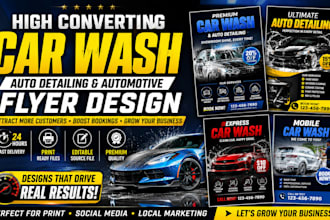 design professional auto detailing car wash flyer  and car poster design