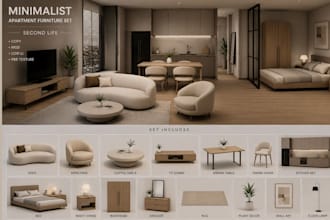 do low li perm 3d mesh furniture set second life imvu vrchat sims gta fivem