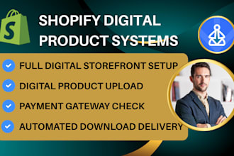 setup shopify digital product systems for ebooks courses downloads automation