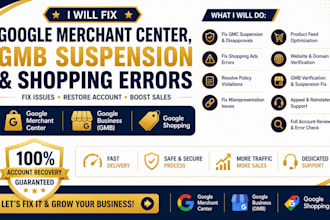 fix google merchant center, gmb suspension and shopping errors