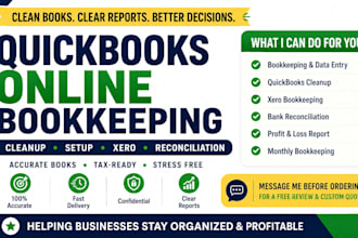 do quickbooks online bookkeeping cleanup and xero setup