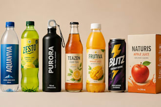 design beverage label, can label, bottle label,  juice label and box packaging