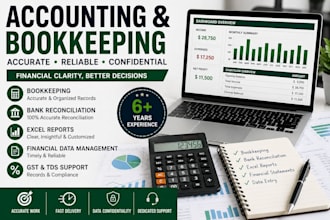 do bookkeeping, bank reconciliation and excel reports