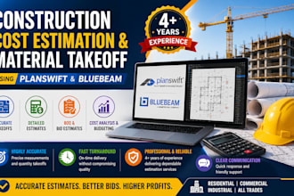 do construction cost estimation, material takeoff using planswift and bluebeam