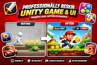 professionally reskin unity game and redesign unity ui
