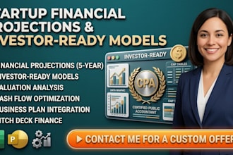 build startup financial projections and investor ready financial model