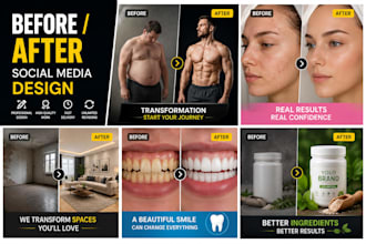 create professional before and after social media designs