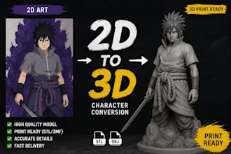 sculpt 2d character into printable stylized 3d model