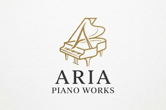 design a modern and elegant piano logo for your music brand
