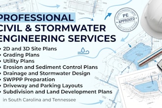 2d 3d site plan erosion control and utility plan grading south carolina tennesse