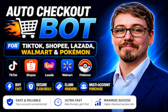develop auto checkout bot, lazada bot, pokemon center bot, lazada purchase bot