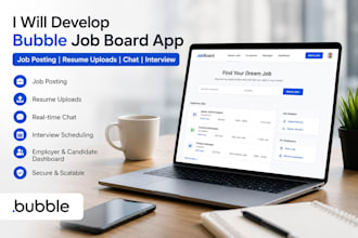 develop bubble job board app with job posting, resume uploads, chat, interview