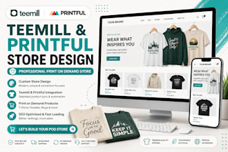 build teemill website design print on demand store website using printiful