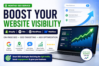 boost shopify wix wordpress webflow SEO GEO aeo monthly