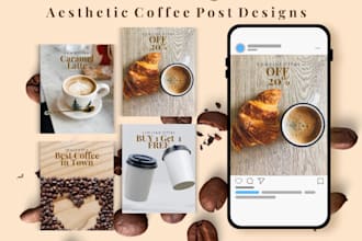design professional coffee shop instagram posts and branding