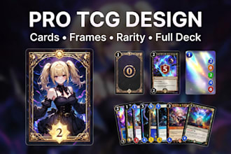 design tcg card frame, card layout, card illustration, card back, card deck