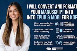 convert and format your manuscript into epub and mobi for kdp