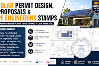 do solar permit design, proposals and pe engineering stamps