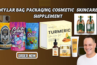 design custom mylar bag packaging for food or  cosmetic skincare supplements