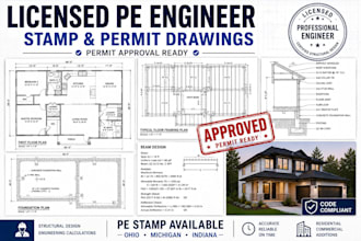 licensed structural pe stamp for ohio, michigan, indiana permit drawings