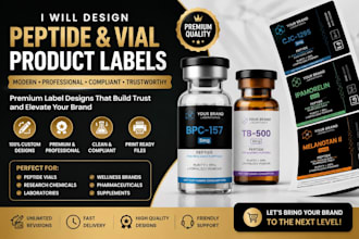 do product label design, peptide vial label design, sarms, cbd, supplement label