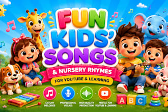 create and produce fun kids song and nursery rhymes for youtube and learning