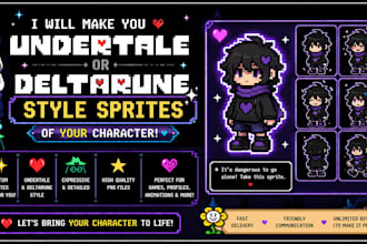 make you undertale or deltarune style sprites of your character