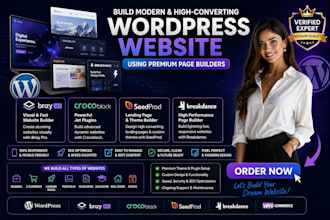build wordpress website using brizy pro crocoblock seedprod breakdance