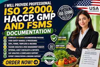 provide professional iso 22000, haccp, gmp and fsms documentation