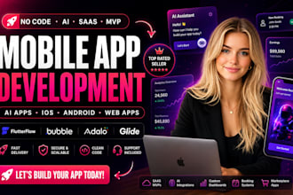 build mobile app development, ai mobile app, ios app, android app or no code app