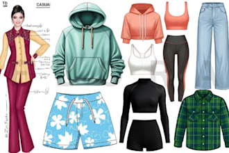 design clothing tech pack gym wear shirt fashion tech pack technical flat sketch