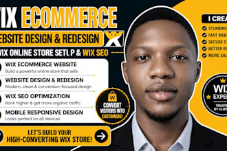 design or redesign wix ecommerce website, wix online store setup and wix seo