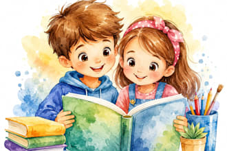 do children story book illustration, children book illustration, book design