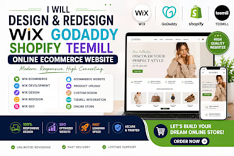 design and redesign wix goodaddy ,shopify teemil online and ecommerce website