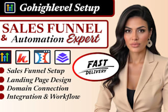 setup gohighlevel sales funnel, ghl CRM setup, ghl saas, ghl landing page design