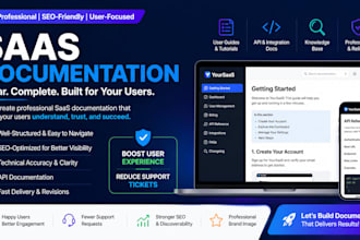 write saas documentation, API docs user guides, and help center content