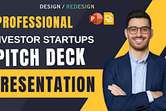 design an investor ready pitch deck presentation for startup fundraising